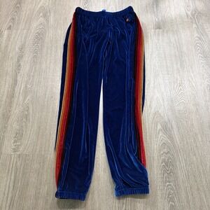 Aviator Nation Classic Velvet Sweatpants Joggers Womens S Navy Velour 5 Stripe